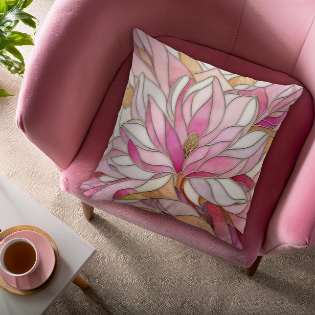 Magnolia Flower Mosaic Throw Pillow (Creator Uploaded)