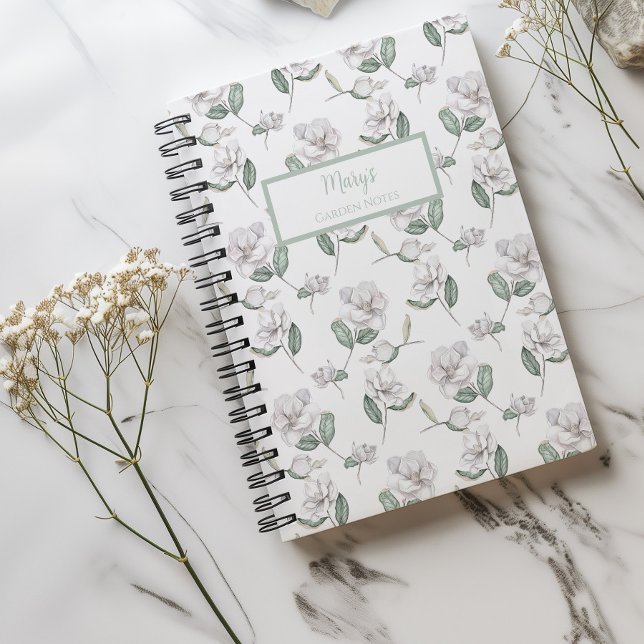 Magnolia Flower Personalized Journal Notebook (Magnolia Flower Spiral Notebook)