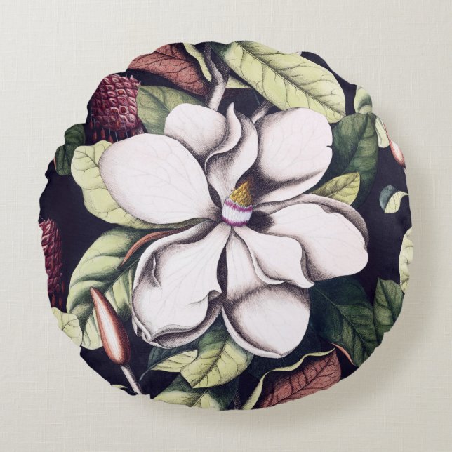 Magnolia Flower  Round Pillow (Front)