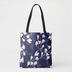 Magnolia flower seamless pattern with white flower tote bag