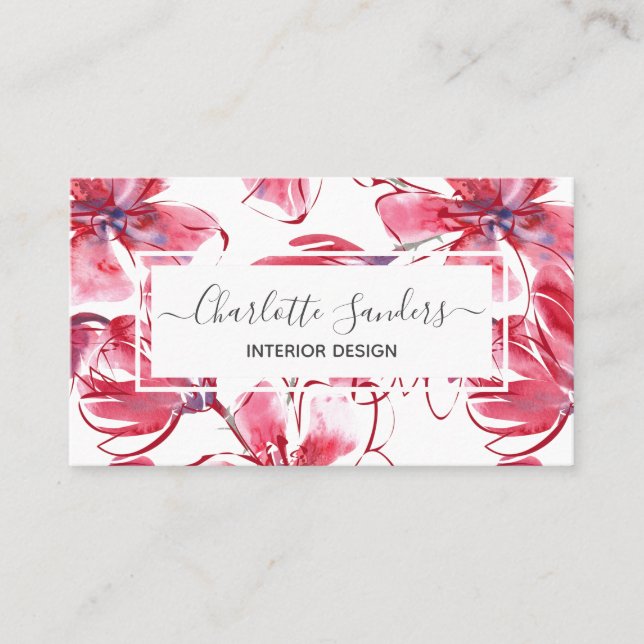 Magnolia flower watercolors business card (Front)