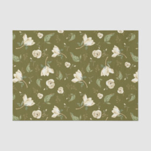 Magnolia Flowers and Leaves Botanical Nature Tissue Paper