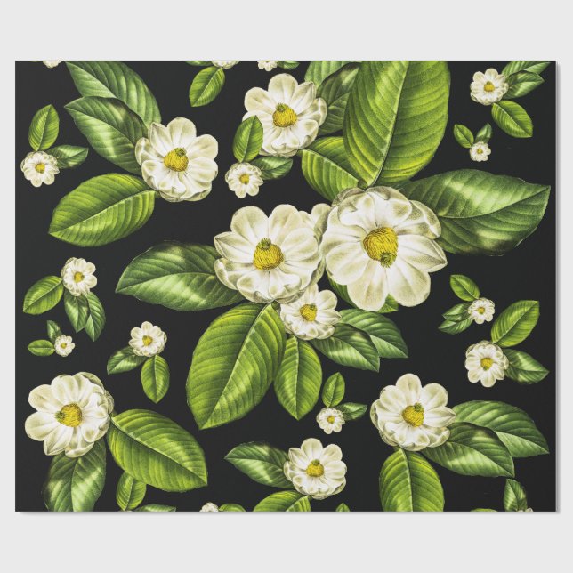 Magnolia Flowers Botanical Wrapping Paper (Flat)