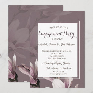 Magnolia Flowers Engagement  Invitation