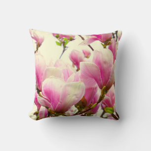 Magnolia Flowers Floral Botanical Blossom Chic Throw Pillow