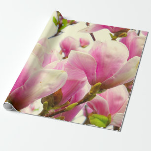 Magnolia Flowers Floral Botanical Blossom Chic Wrapping Paper