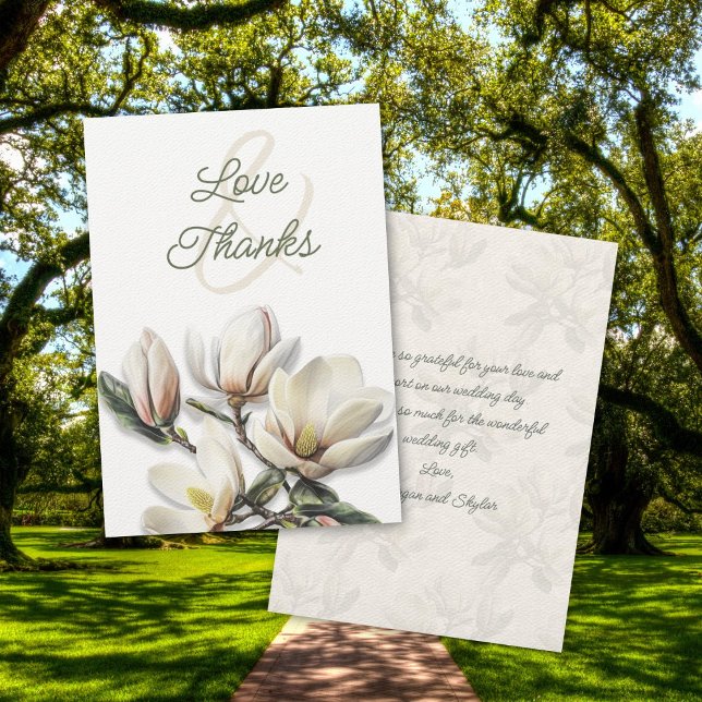 Magnolia Flowers Love Thanks Message Card (Creator Uploaded)