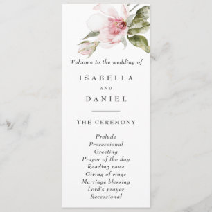 Magnolia Flowers Modern Simple Wedding Programs