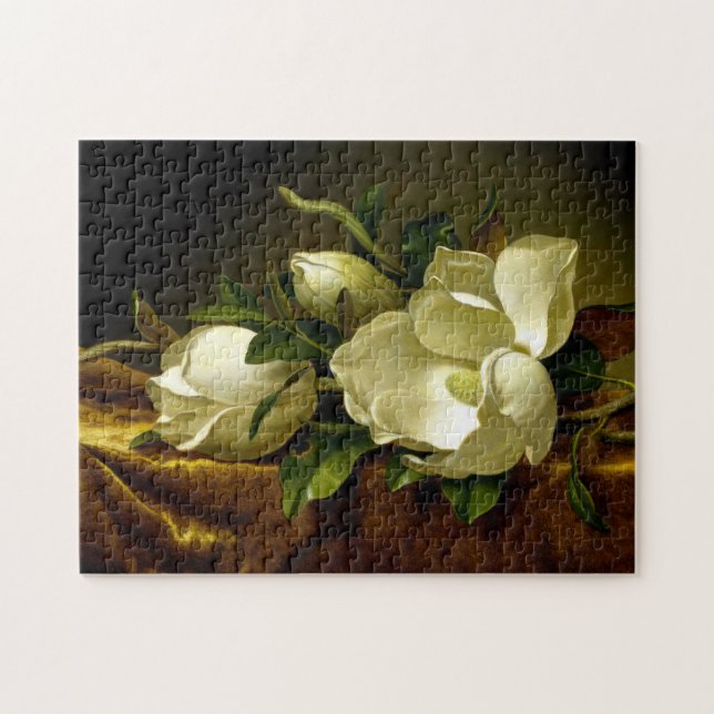 Magnolia Flowers on Gold Velvet Heade Puzzle (Horizontal)