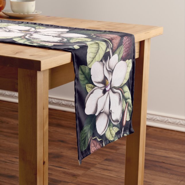 Magnolia Flowers Pattern  Short Table Runner (In Situ)
