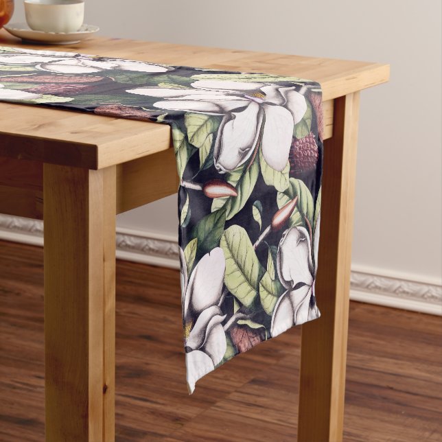 Magnolia Flowers Pattern  Short Table Runner (In Situ)