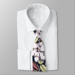Magnolia Flowers Pattern Tie