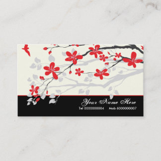 Magnolia flowers red black floral business card