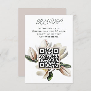 Magnolia Flowers RSVP QR code Enclosure Card