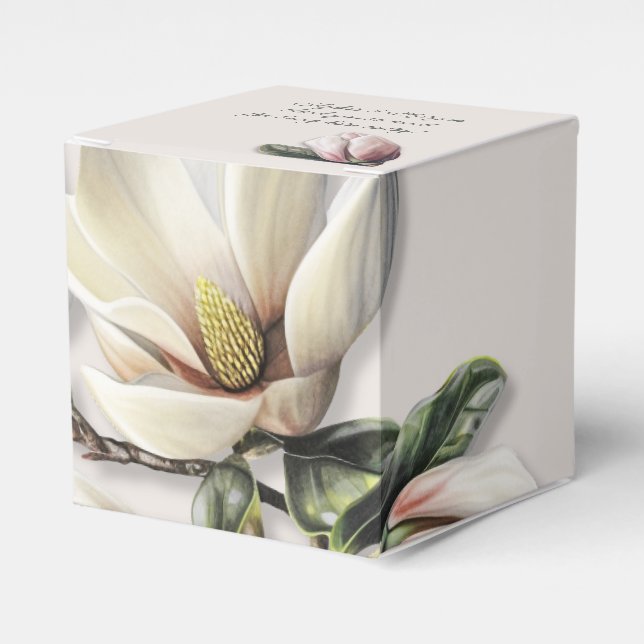 Magnolia Flowers Wedding Favour Thank You Boxes (Front Side)