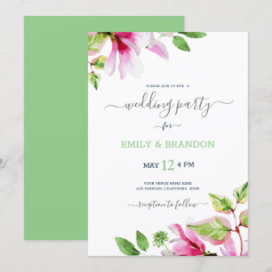 Magnolia flowers wedding frame invitation
