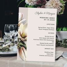 Magnolia Flowers Wedding Menu Template
