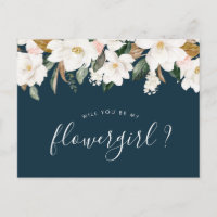 magnolia flowers will you be my Flowergirl card