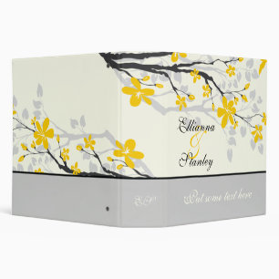 Magnolia flowers yellow, grey wedding binder