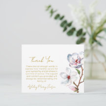 Magnolia Funeral Thank You Card Bereavement