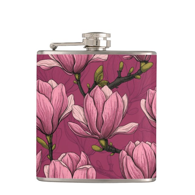 Magnolia garden hip flask (Front)