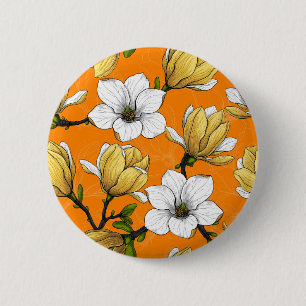 Magnolia garden in yellow 2 inch round button