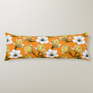 Magnolia garden in yellow body pillow