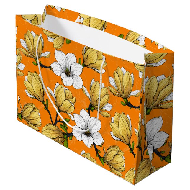 Magnolia garden in yellow large gift bag (Back Angled)