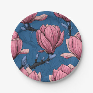 Magnolia garden paper plate