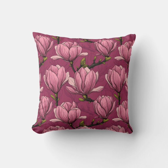 Magnolia garden throw pillow (Front)