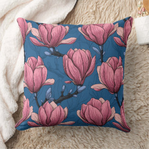 Magnolia garden throw pillow