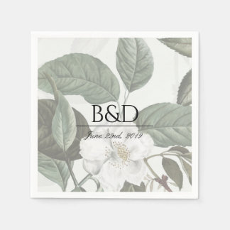 Magnolia Garden Wedding Monogram Cocktail Napkins