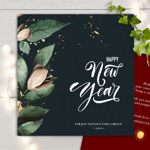 Magnolia Gold Corporate Business Happy New Year Holiday Card