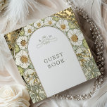 Magnolia Gold Wedding Art Nouveau Guest Book<br><div class="desc">Art Nouveau Vintage Floral Blue & Gold Wedding Guestbook by Alphonse Mucha in a romantic and whimsical design using Real Gold Foil. Victorian flourishes complement classic art deco fonts. Please enter your custom information, and you're done. If you wish to change the design further, simply click the blue "Customize It"...</div>