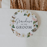 Magnolia Grandma of the Groom Bridal Shower 2 Inch Round Button<br><div class="desc">This magnolia grandma of the groom bridal shower button is perfect for a modern classy wedding shower. The soft floral design features watercolor blush pink peonies,  stunning white magnolia flowers and cotton with gold and green leaves in a luxurious arrangement.</div>