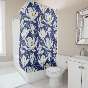Magnolia graphic in indigo pattern