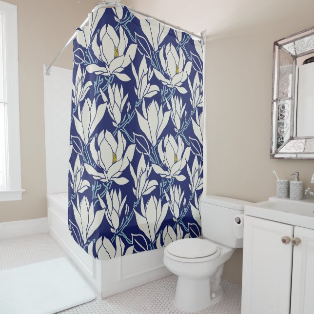 Magnolia graphic in indigo pattern (In Situ)
