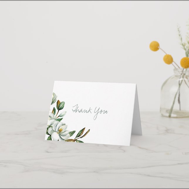 Magnolia Greenery Bridal Shower Thank You Card (Front)