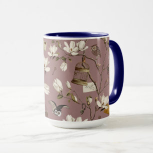 Magnolia Grove with Owls in Mauve Pink Mug