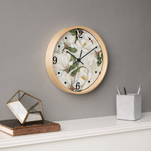 Magnolia Horloge ronde florale