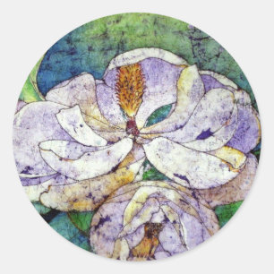 Magnolia in blue.jpg classic round sticker