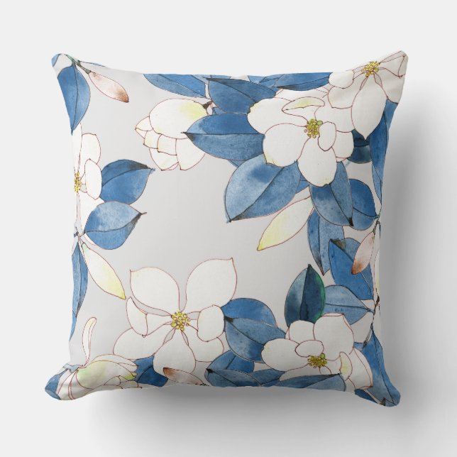 Magnolia in Spring Throw Pillow (Front)