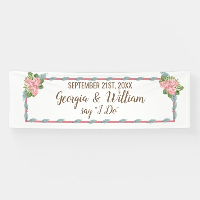 Magnolia Lilies Bouquet Wedding Banner (Horizontal)