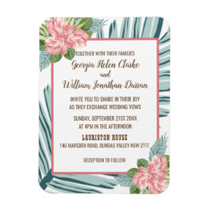 Magnolia Lilies Bouquet Wedding Magnet Card