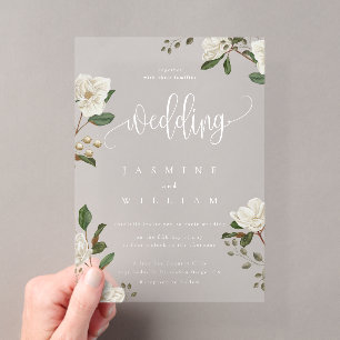Magnolia Modern Wedding  Acrylic Invitations