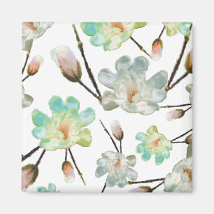 Magnolia Motif Carré Magnet