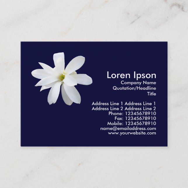 Magnolia - Navy Blue Business Card (Front)