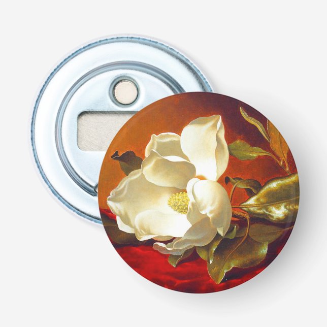 Magnolia on Red Velvet Martin Johnson Heade Bottle Opener (Front)