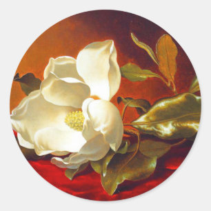 Magnolia on Red Velvet Martin Johnson Heade Classic Round Sticker