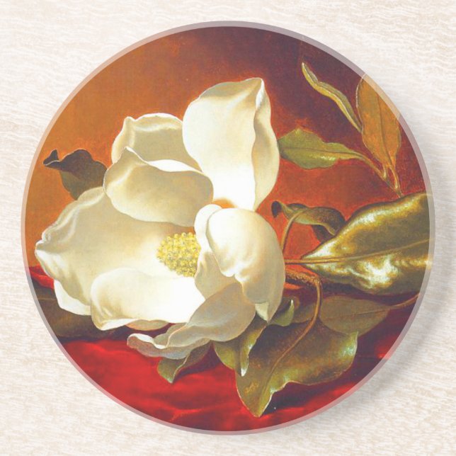 Magnolia on Red Velvet Martin Johnson Heade Coaster (Front)